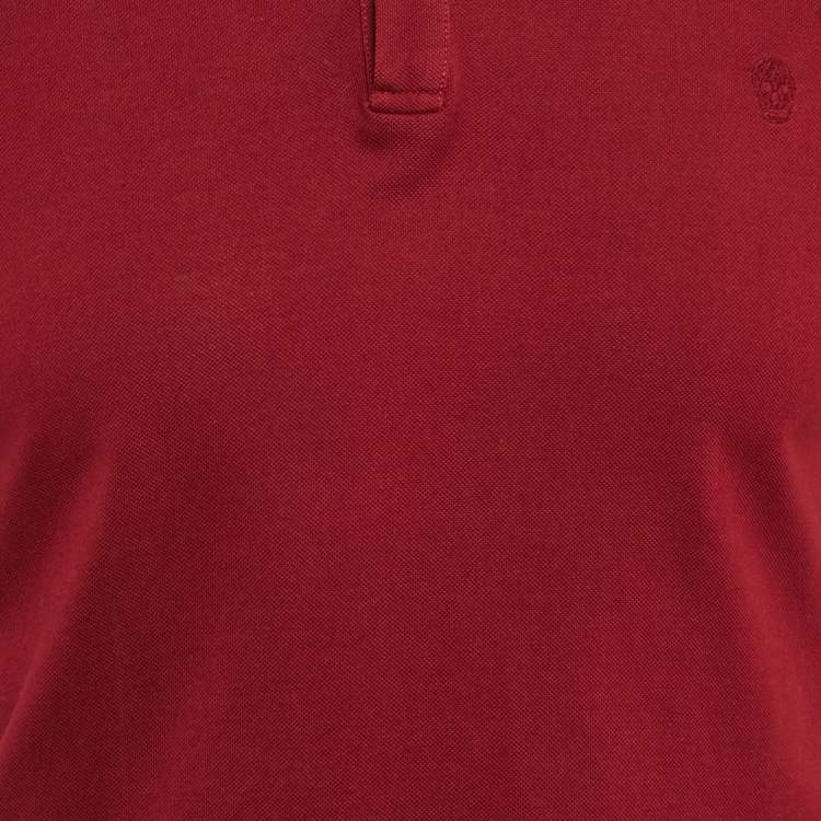 Pre Owned Alexander McQueen Burgundy Cotton Pique Polo T-Shirt M