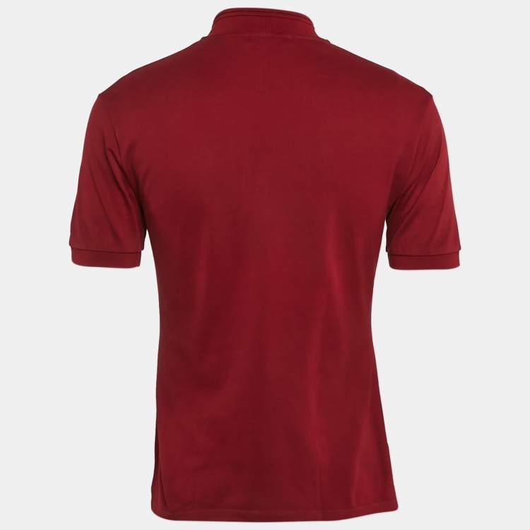 Pre Owned Alexander McQueen Burgundy Cotton Pique Polo T-Shirt M