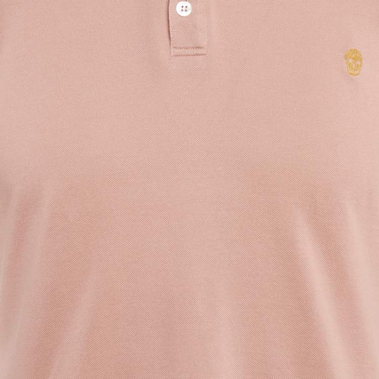 Pre Owned Alexander McQueen Pale Pink Cotton Pique Polo T-Shirt M