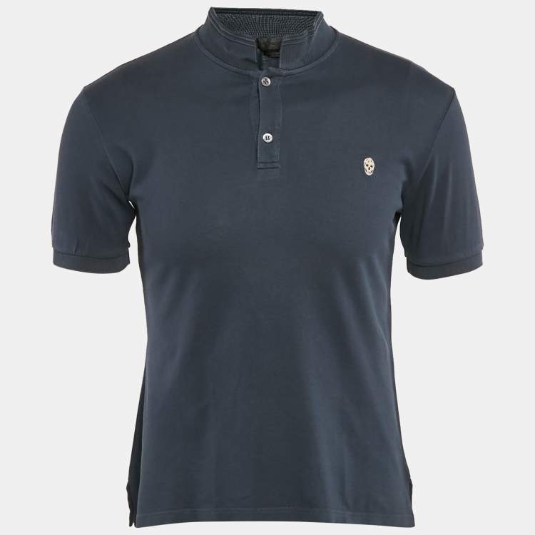 Pre Owned Alexander McQueen Grey Cotton Pique Polo T-Shirt S
