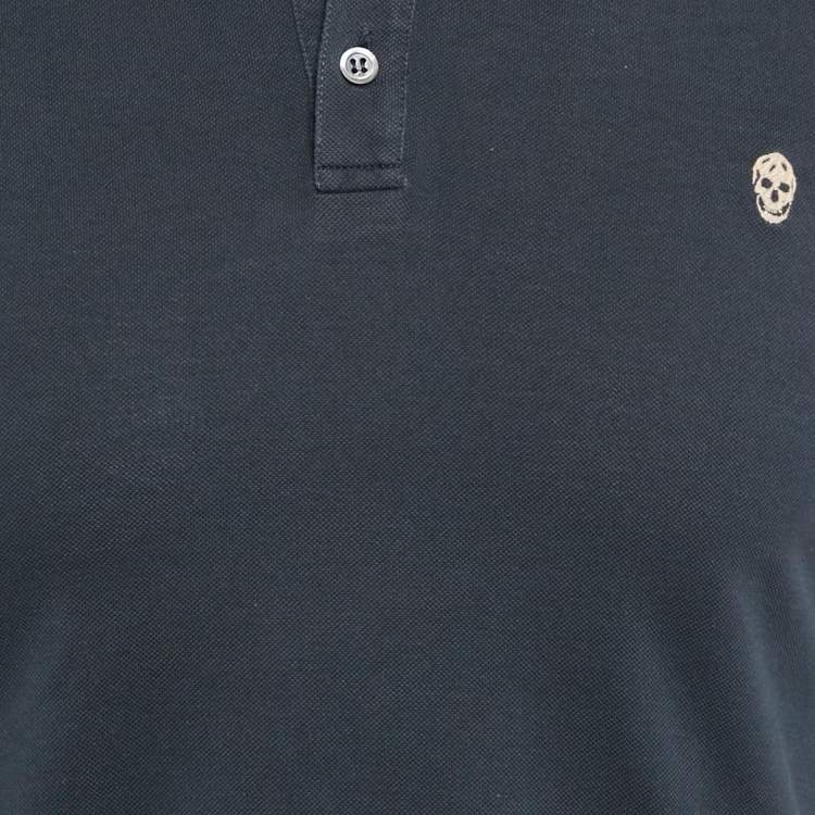 Pre Owned Alexander McQueen Grey Cotton Pique Polo T-Shirt S