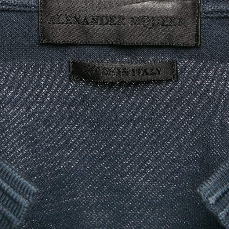 Pre Owned Alexander McQueen Grey Cotton Pique Polo T-Shirt S