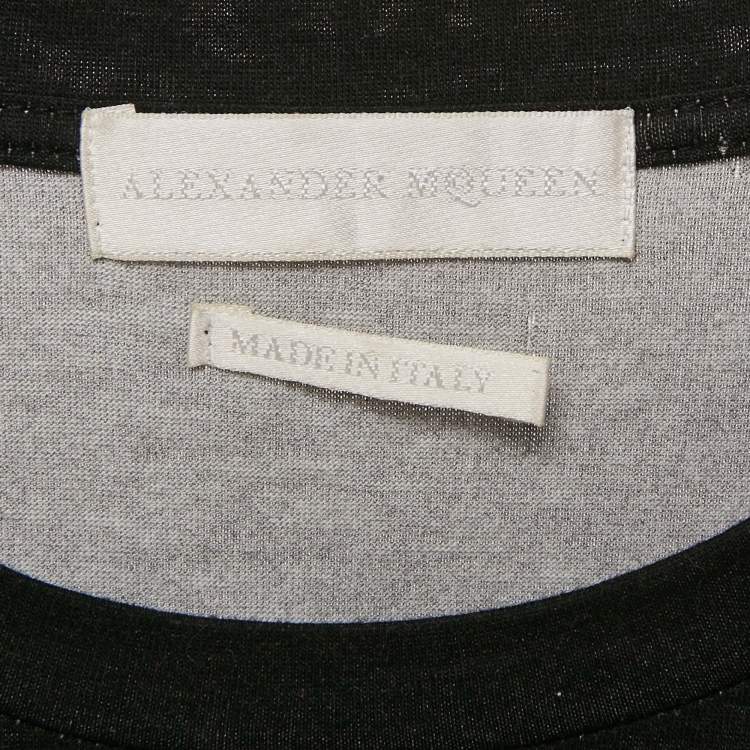 Pre Owned Alexander McQueen Black/White Printed Cotton T-Shirt M