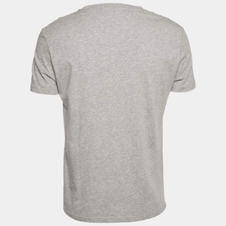 Pre Owned Alexander McQueen Grey Ribcage Wave Print Cotton T-Shirt M