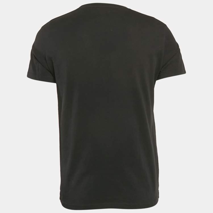 Pre Owned Alexander McQueen Black Ribcage Wave Print Cotton T-Shirt M
