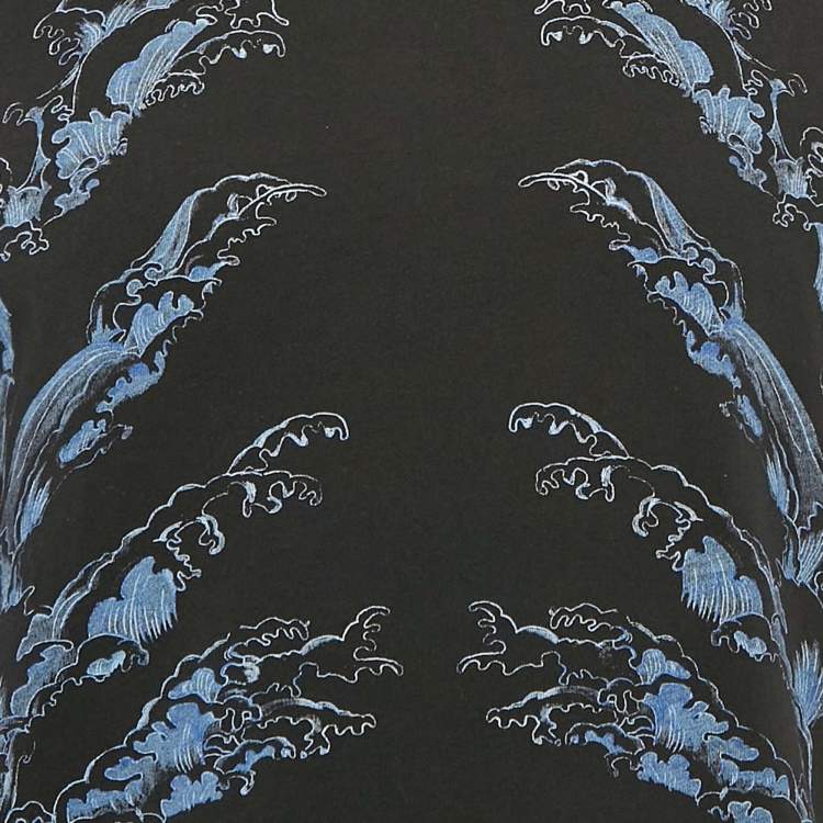 Pre Owned Alexander McQueen Black Ribcage Wave Print Cotton T-Shirt M
