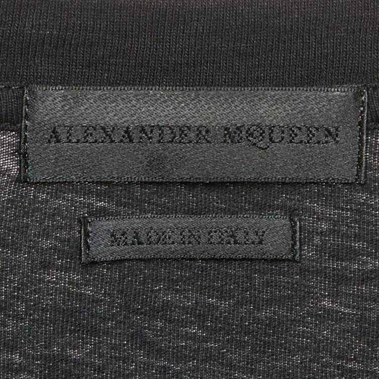 Pre Owned Alexander McQueen Black Ribcage Wave Print Cotton T-Shirt M