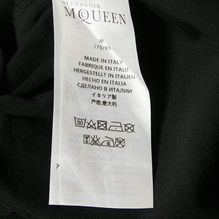 Pre Owned Alexander McQueen Black Ribcage Wave Print Cotton T-Shirt M
