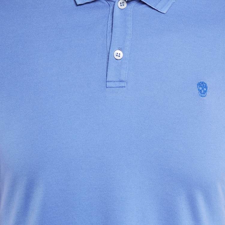 Pre Owned Alexander McQueen Blue Cotton Pique Polo T-Shirt M