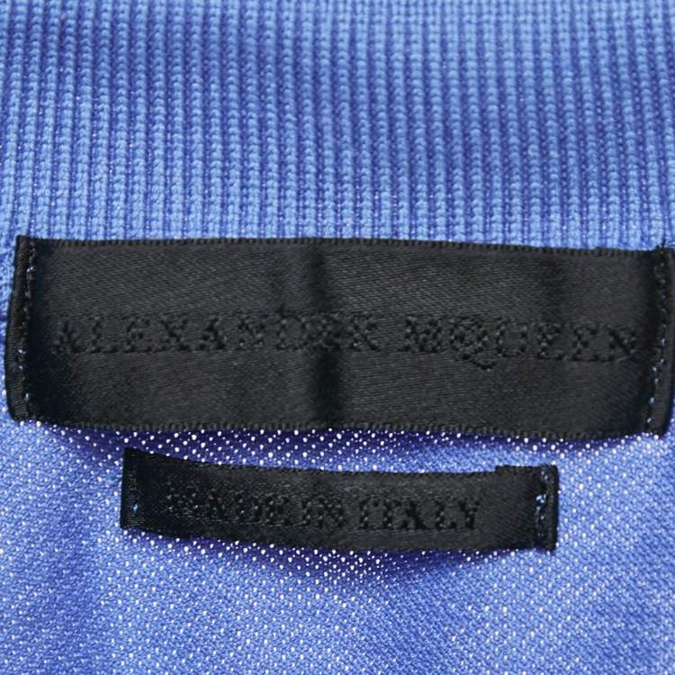 Pre Owned Alexander McQueen Blue Cotton Pique Polo T-Shirt M