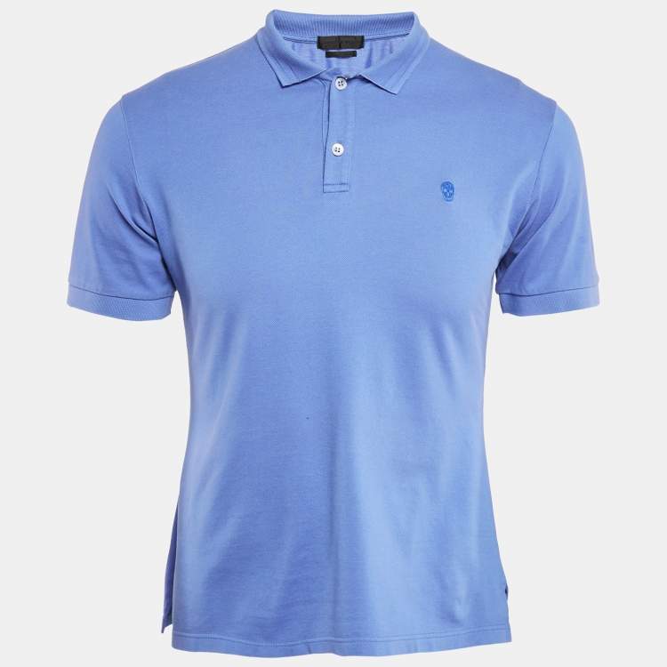 Pre Owned Alexander McQueen Blue Cotton Pique Polo T-Shirt M