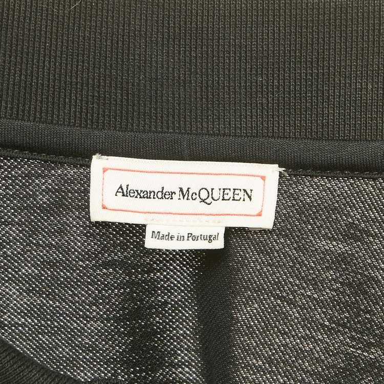 Pre Owned Alexander McQueen Black Logo Tape Cotton Pique Polo T-Shirt L