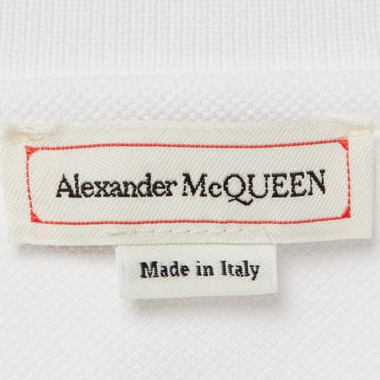 Pre Owned Alexander McQueen White Logo Harness Cotton Pique Polo T-Shirt XXL
