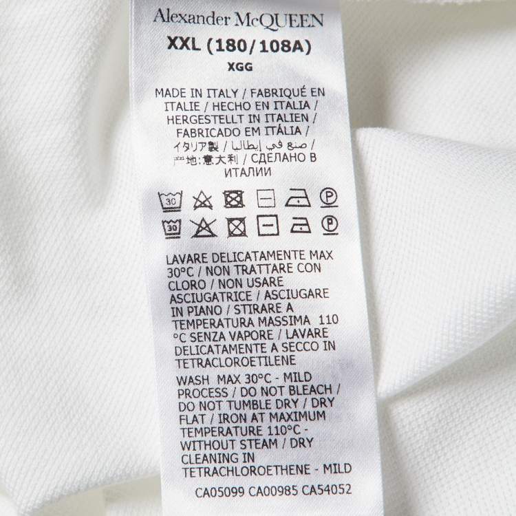 Pre Owned Alexander McQueen White Logo Harness Cotton Pique Polo T-Shirt XXL