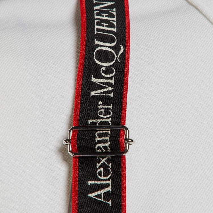 Pre Owned Alexander McQueen White Logo Harness Cotton Pique Polo T-Shirt XXL