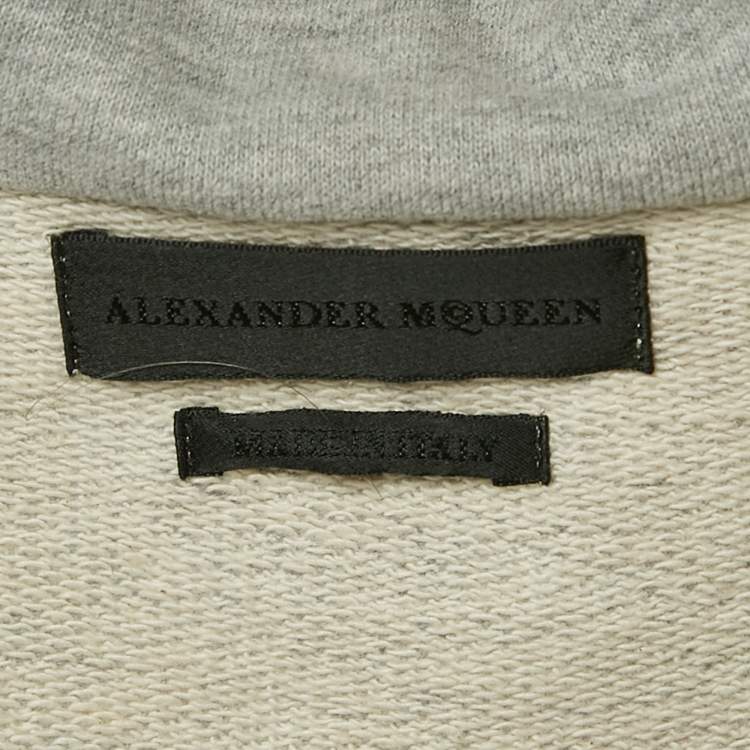 Pre Owned Alexander McQueen Grey Cotton Knit and Cotton Blend Hoodie and Pants Set L