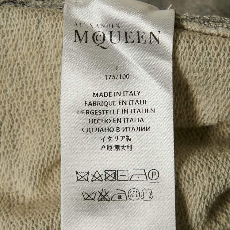 Pre Owned Alexander McQueen Grey Cotton Knit and Cotton Blend Hoodie and Pants Set L