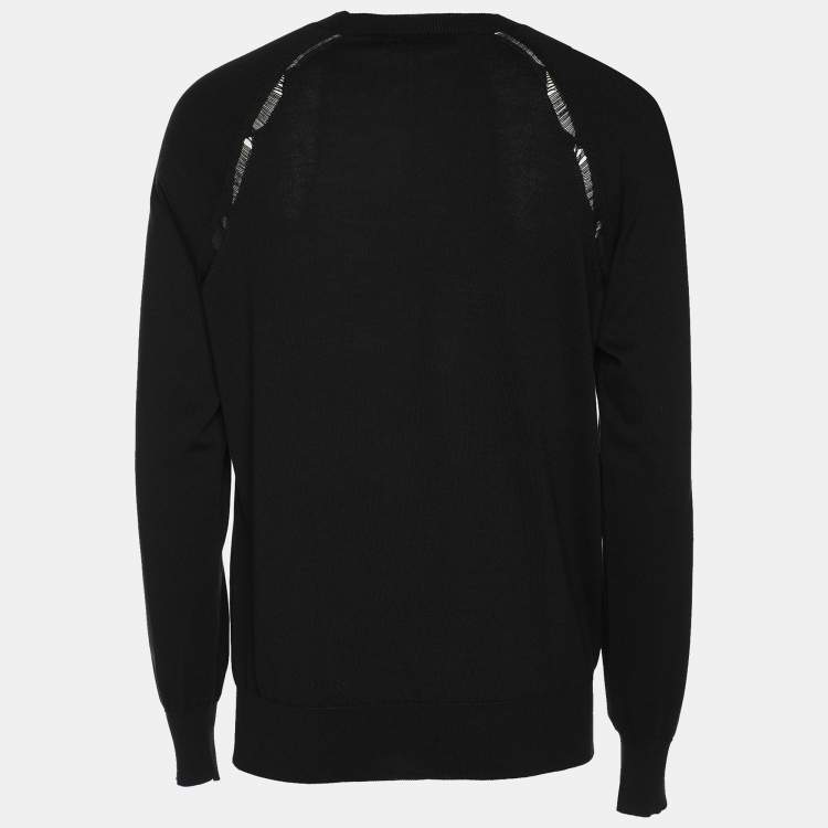 Pre Owned Alexander McQueen Black Distressed Skull Jumper L
