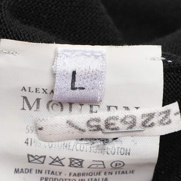 Pre Owned Alexander McQueen Black Distressed Skull Jumper L