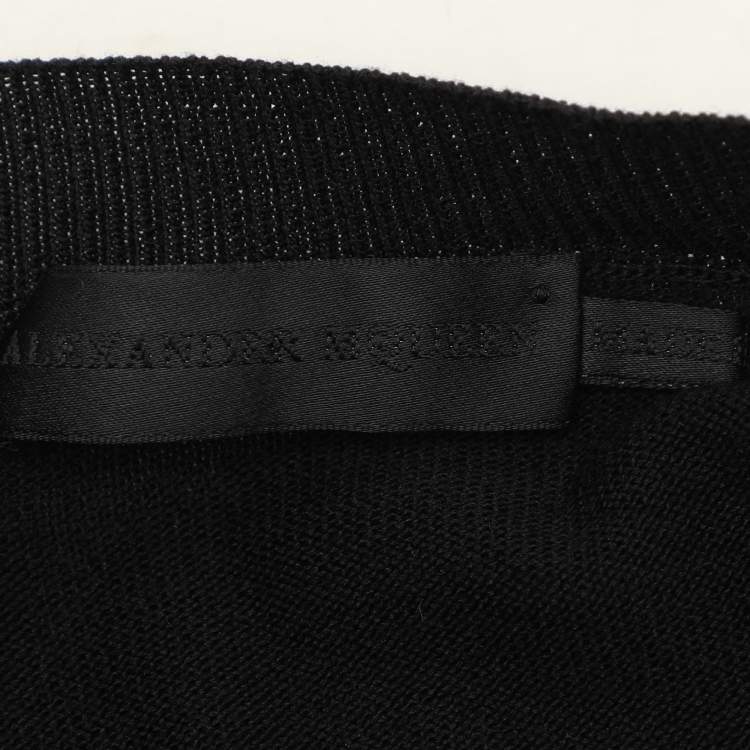 Pre Owned Alexander McQueen Black Distressed Skull Jumper L