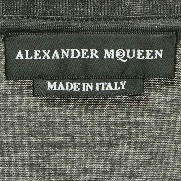 Pre Owned Alexander McQueen Grey Skull Applique Jersey T-Shirt M