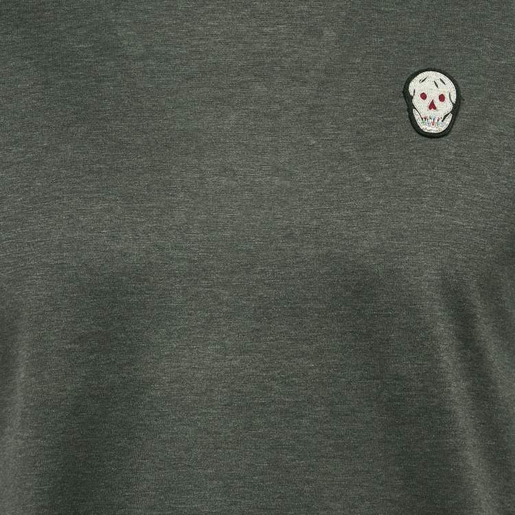 Pre Owned Alexander McQueen Grey Skull Applique Jersey T-Shirt M