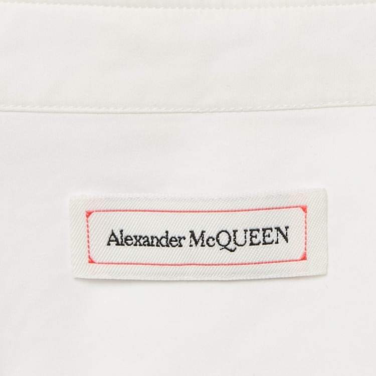 Pre Owned Alexander McQueen White Poplin Ribbed Cuff Oversized Shirt M