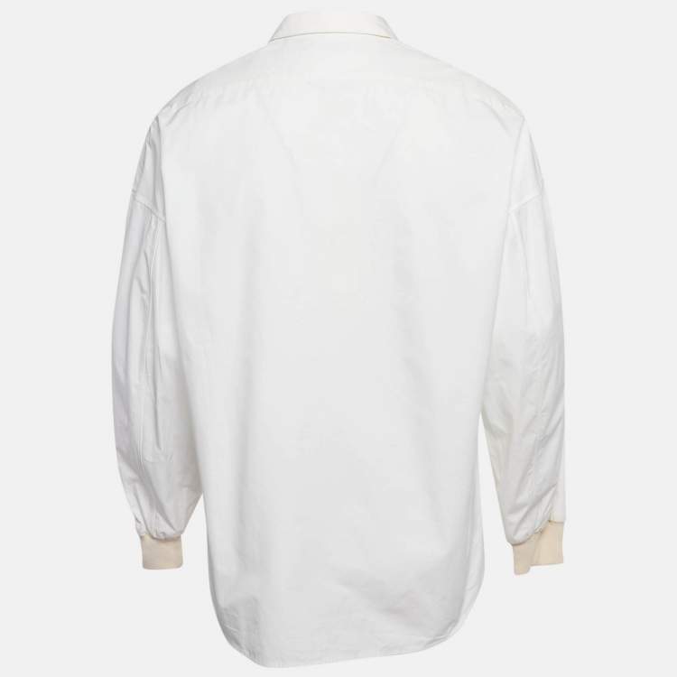 Pre Owned Alexander McQueen White Poplin Ribbed Cuff Oversized Shirt M