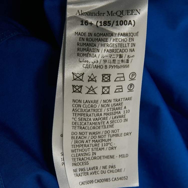Pre Owned Alexander McQueen Blue Cotton Ribbed Cuff Shirt XL
