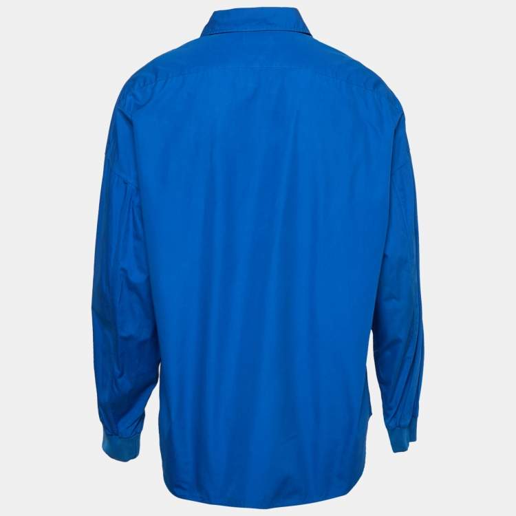 Pre Owned Alexander McQueen Blue Cotton Ribbed Cuff Shirt XL