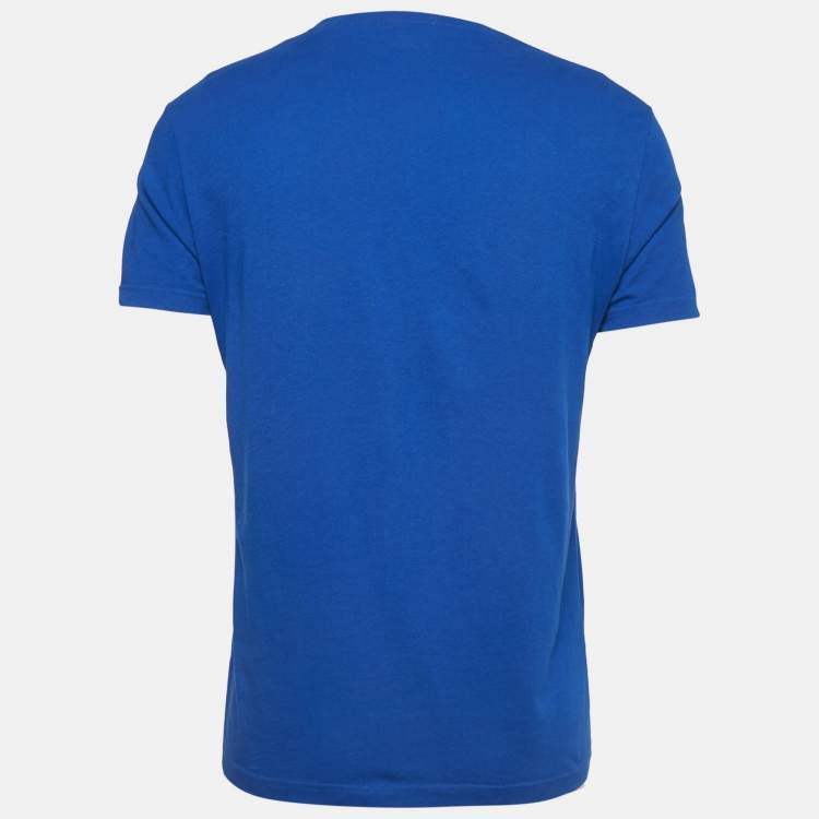 Pre Owned Alexander McQueen Blue Skull Print Cotton Crew Neck T-Shirt M