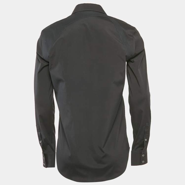 Pre Owned Alexander McQueen Black Cotton Harness Detail Shirt L
