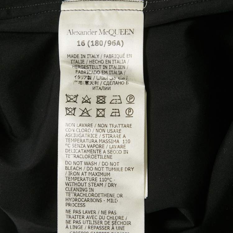 Pre Owned Alexander McQueen Black Cotton Harness Detail Shirt L