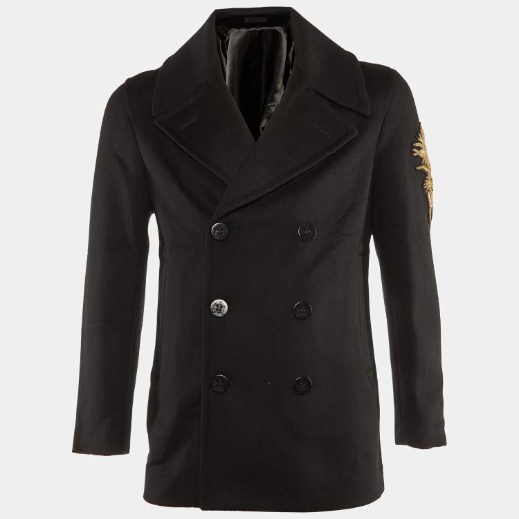 Pre Owned Alexander McQueen Black Wool Embellished Detil Double Breasted Blazer M