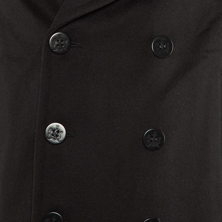Pre Owned Alexander McQueen Black Wool Embellished Detil Double Breasted Blazer M