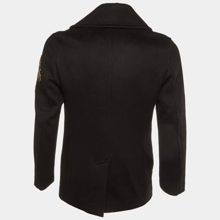 Pre Owned Alexander McQueen Black Wool Embellished Detil Double Breasted Blazer M