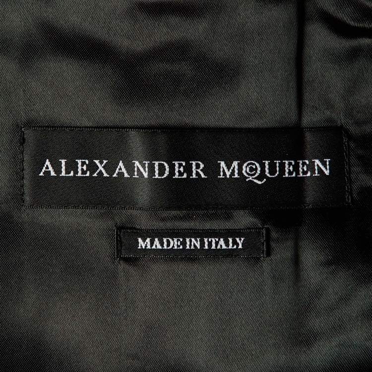 Pre Owned Alexander McQueen Black Wool Embellished Detil Double Breasted Blazer M