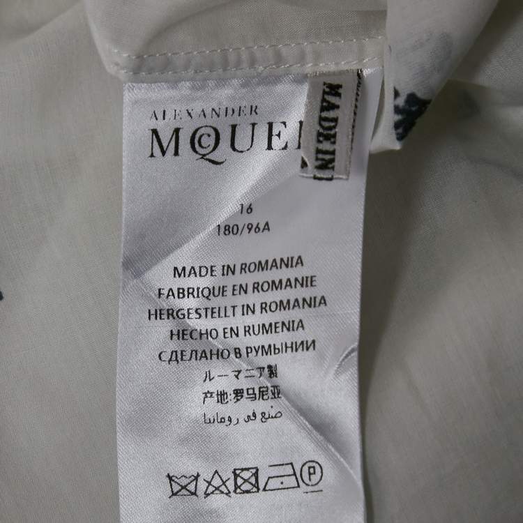 Pre Owned Alexander McQueen White Dancing Skeleton Print Cotton Button Down Shirt L