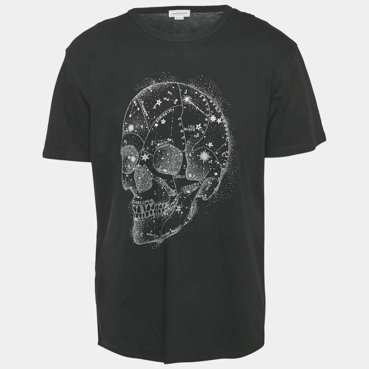 Pre Owned Alexander McQueen Black Skull Print Jersey T-Shirt S