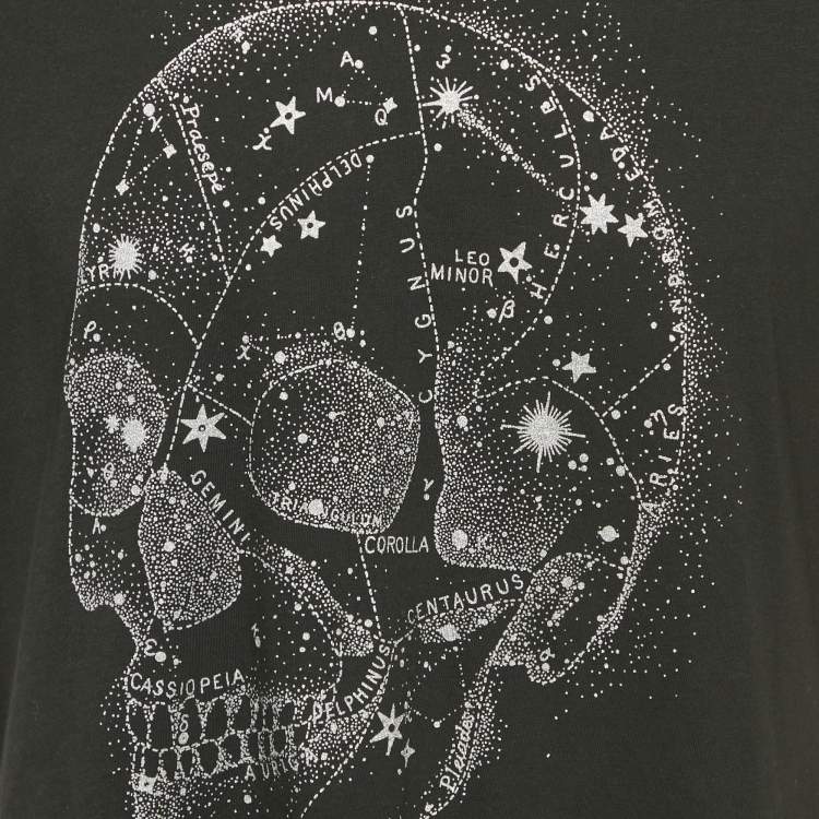 Pre Owned Alexander McQueen Black Skull Print Jersey T-Shirt S