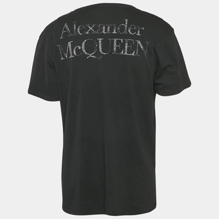 Pre Owned Alexander McQueen Black Skull Print Jersey T-Shirt S