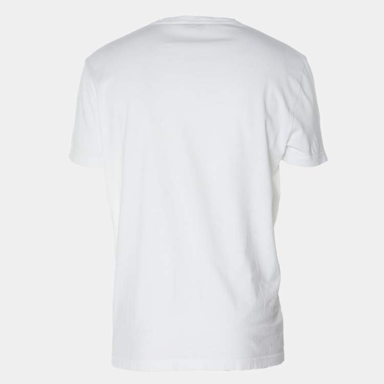 Pre Owned Alexander McQueen White Cotton Graffiti Logo T-Shirt M