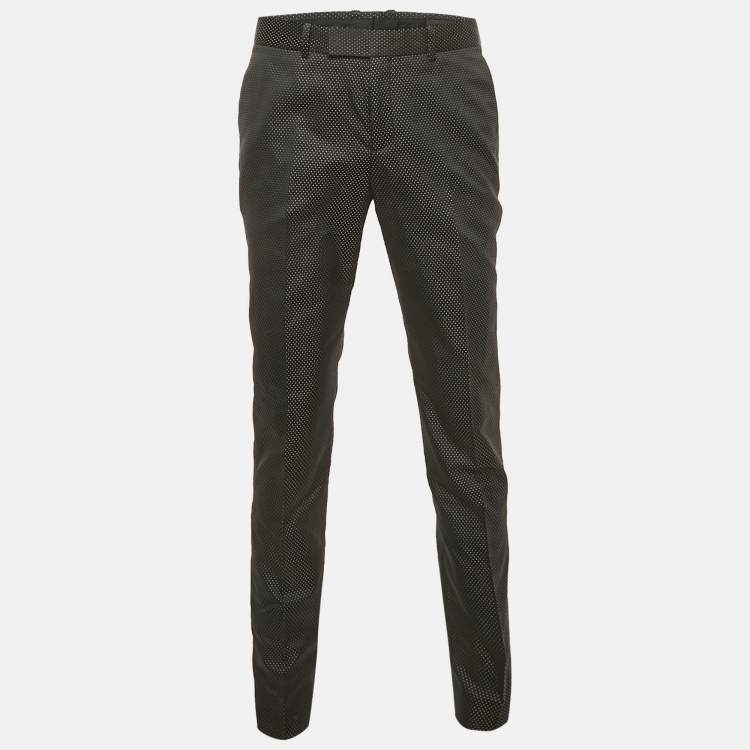 Pre Owned Alexander McQueen Black Patterned Satin Trousers L