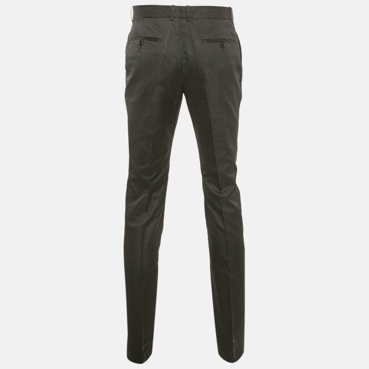Pre Owned Alexander McQueen Black Patterned Satin Trousers L