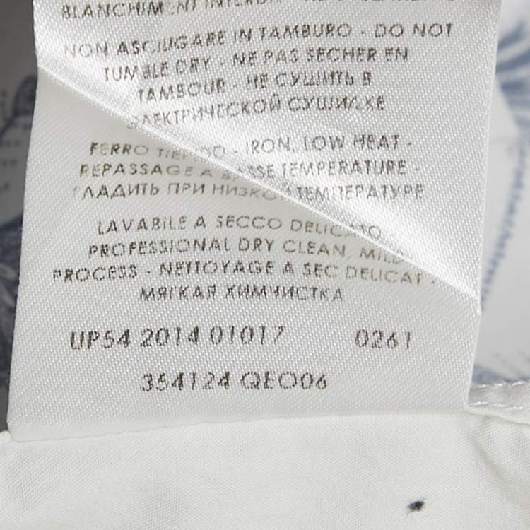 Pre Owned Alexander McQueen White/Blue Printed Cotton Shirt M