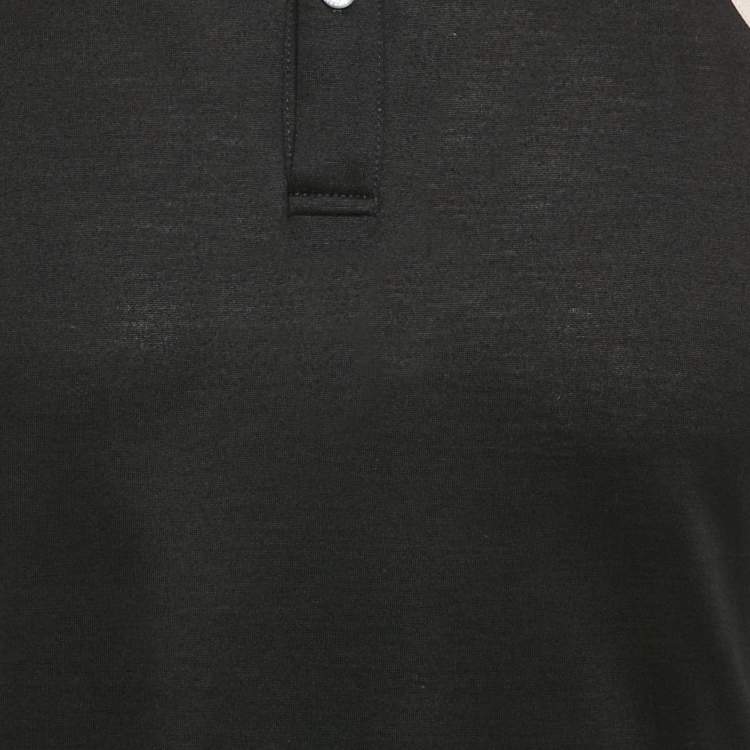 Pre Owned Alexander McQueen Black Cotton Panel Detail Polo T-Shirt M