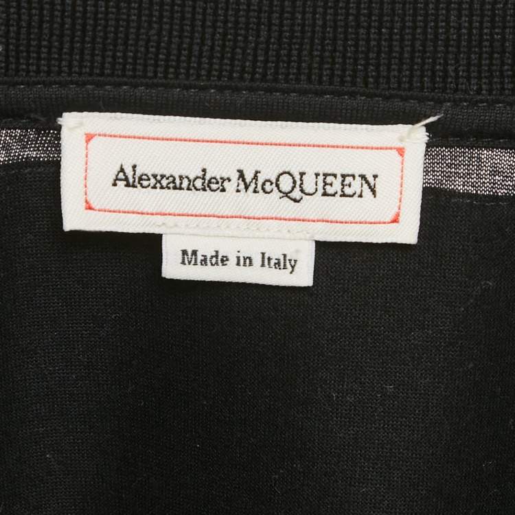 Pre Owned Alexander McQueen Black Cotton Panel Detail Polo T-Shirt M