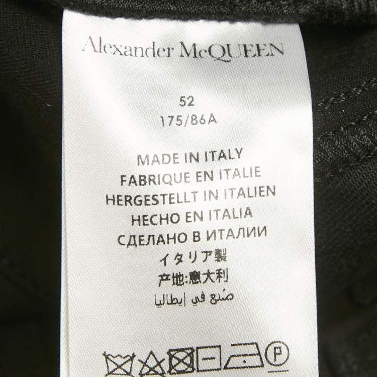 Pre Owned Alexander McQueen Black Logo Embroidered Denim Shorts L Waist 33"
