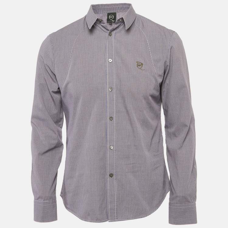 Pre Owned Alexander McQueen Blue Checks Cotton Shirt M