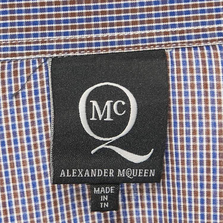 Pre Owned Alexander McQueen Blue Checks Cotton Shirt M